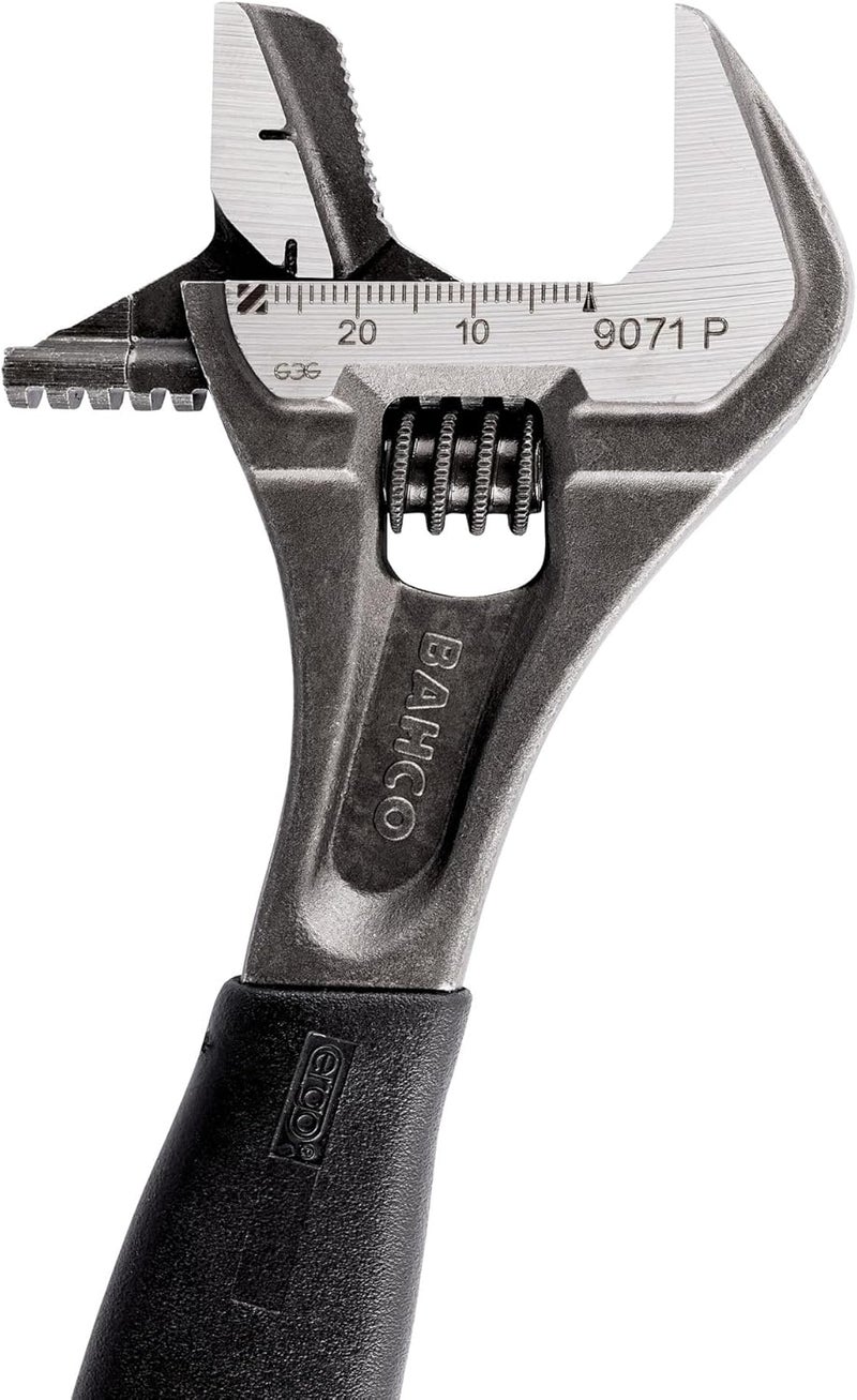 Bahco 6" SAE Ergo Combination Industrial Black Finish Adjustable/Pipe Wrench, Reversible Jaw for Dual Functionality, Aggressive Angled Teeth, True Ergo Thermoplastic Handle, and Slim Tapered Jaws - Image 4
